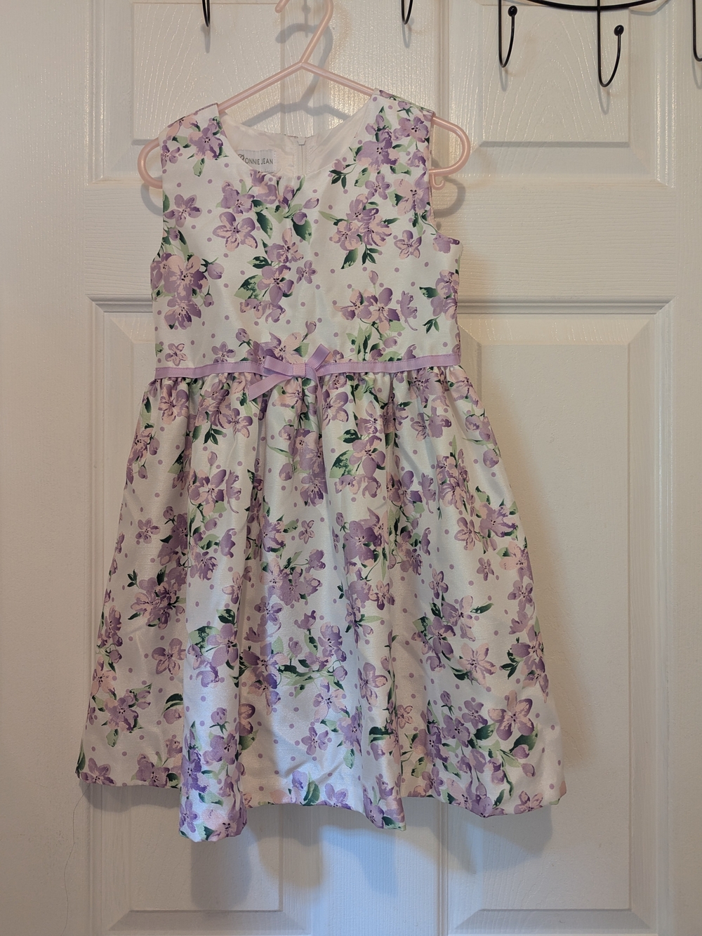 Bonnie Jean White and Lavender Floral Fit-and-Flare Dress for Girls